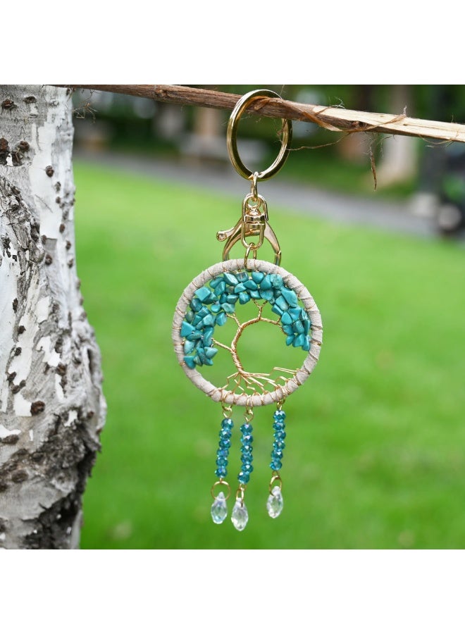 سلسلة مفاتيح للحقائب، سلسلة مفاتيح من الحجر، قلادة شجرة الحياة، إكسسوارات سيارات، قلادة ساحرة للمجوهرات